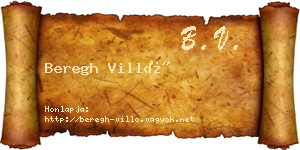 Beregh Villő névjegykártya